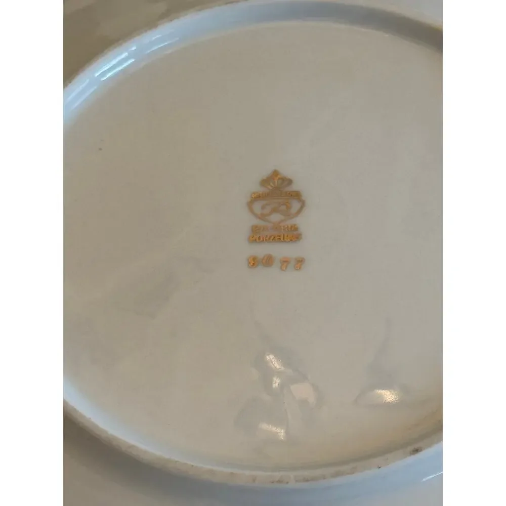 Vintage Wunsiedel Bavaria Yellow Cake Plate Embossed  Border Gold Trim 8.5